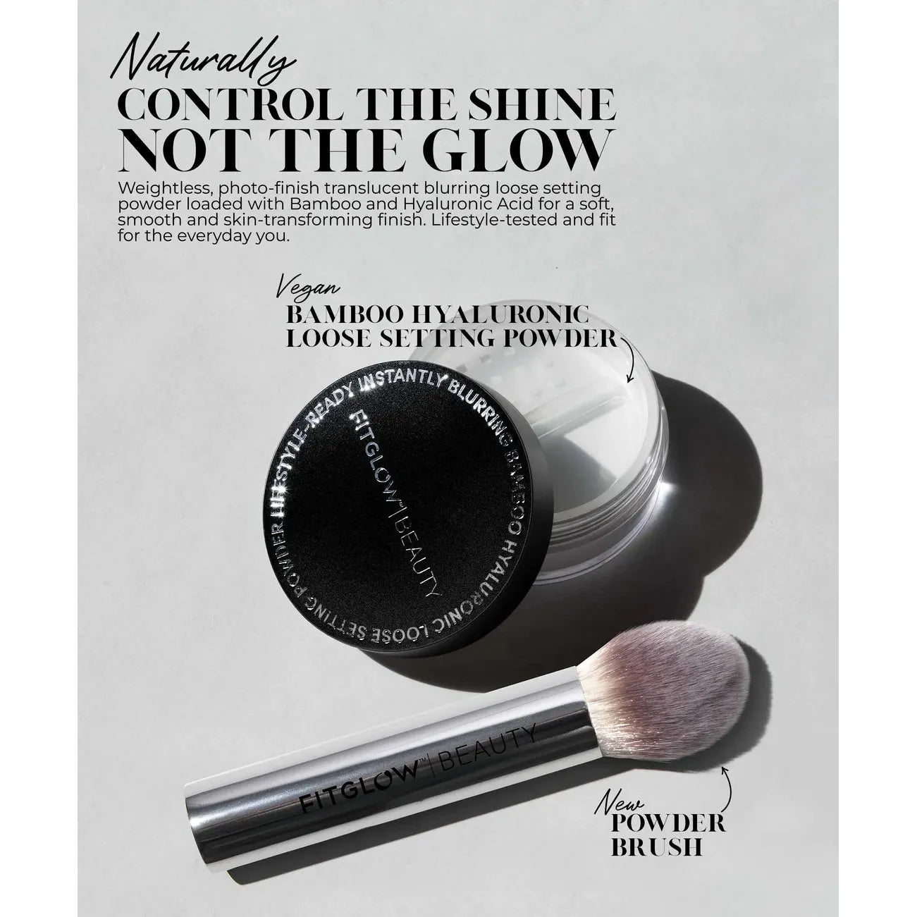 Fitglow Beauty Bamboo Hyaluronic Loose Setting Powder + Brush Duo - Freeze Co Beauty