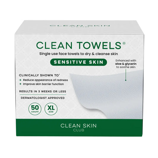 Clean Skin Club Clean Towels™ Sensitive Skin, 50 Count - Freeze Co Beauty